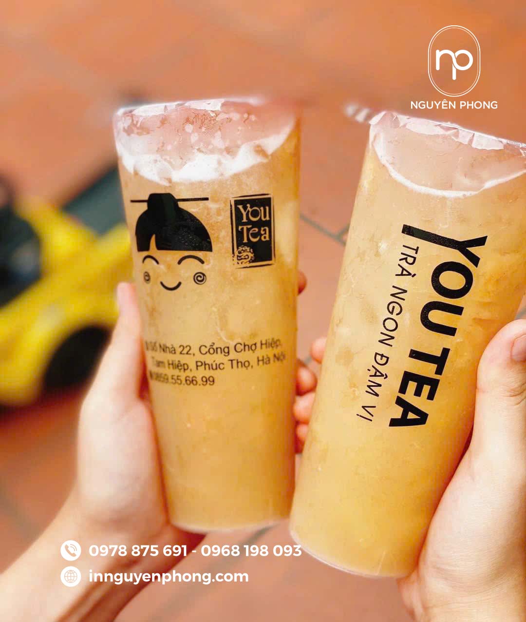 Mẫu tem decal trong dán cốc trà sữa